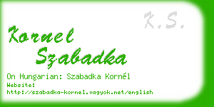 kornel szabadka business card